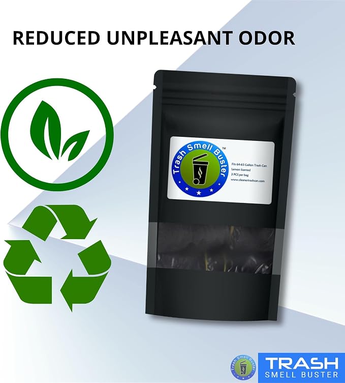 Trash Can Smell Eliminator Cover Odor Eliminating Bag Lemon Scented Durable Chemical Free 64 Gallon 3 Pack