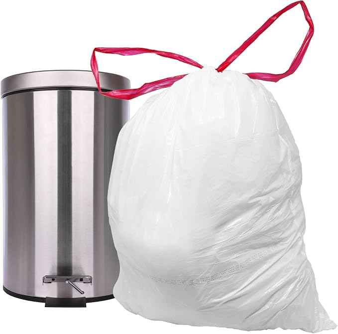 Reli. 2-4 Gallon Trash Bags Drawstring | 250 Count | 18"x 20" | White | Small Garbage Bags 4 Gallon - Drawstring Handles | Trash Can Liners 2 Gal - 3Gal - 4 Gal | Small Bin Liners