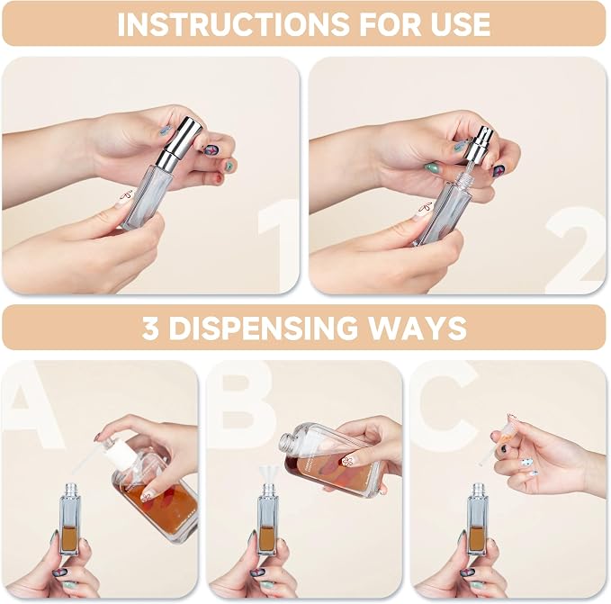 Perfume Travel Refillable 5 Pack 10ml Leak Proof Travel Perfume Bottles | Leak Proof Glass, Easy Refill, TSA Friendly Size, Fine Mist Spray Perfume Atomizer Ideal for Travel, Purse and Daily Carry