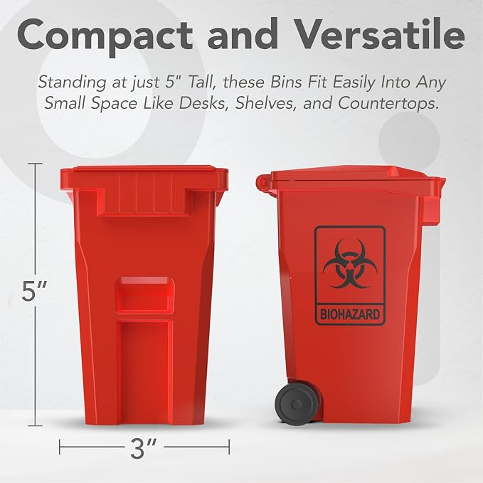 Mini Trash Can Pencil Holder for Desks, Red/Yellow