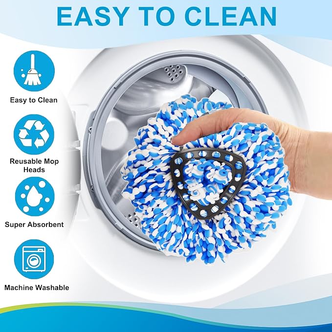 8-Pack Spin Mop Head Replacement for O Cedar Rinseclean 2 Tank System | Microfiber 100% Reusable Mop Refills, 6 Mop Heads, 1 Mop Base, 1 Scrub Brush Combo Set