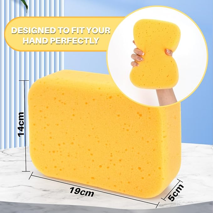 RAINFLOW Car Wash Sponge - 4PCS Large Sponge, Car Sponges for Washing | High Density Cleaning Sponges, Soft Foam Sponge for Auto Detailing, Vehicle Cleaning, Waxing, Scratch-Free & Super Absorbent