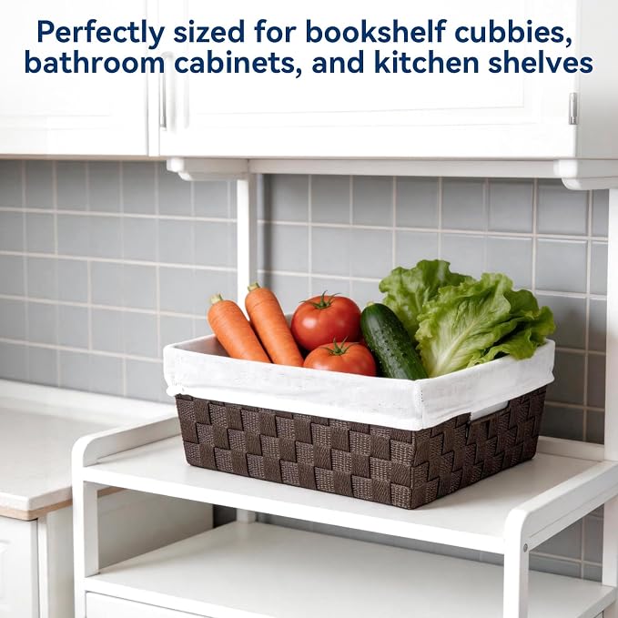 Whitmor Woven Strap Liner Shelf Tote,Storage Basket,Espresso