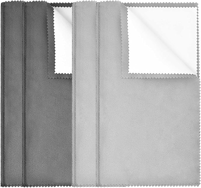 SEVENWELL Silver Polishing Cloth, 4PCS Jewelry Cleaning Cloths | Dual-Layer Cleaning, 7.9" × 7.9", Reusable, Helps Remove Tarnish, Restores Shine, For Silver, Gold & Platinum