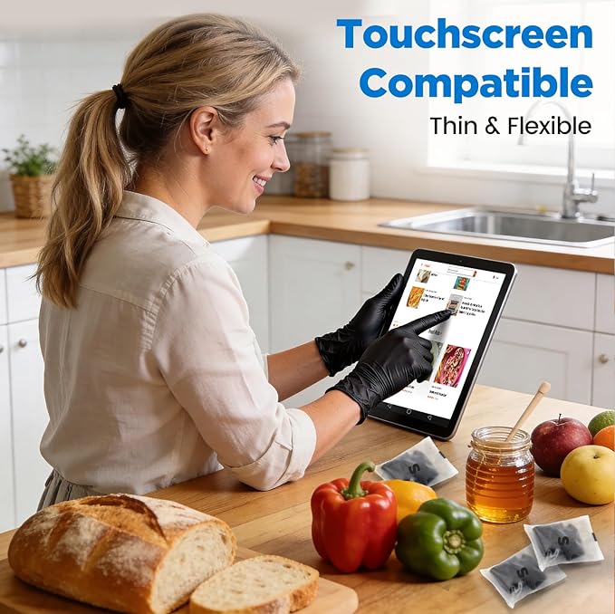 5 Mil Disposable Nitrile Gloves XL, 100Pcs + 5 Pairs | Food Grade, Latex Free, Cooking Gloves for Chefs, Picking, Restaurant, Mechanic, Garages, Oil Changes, Small Business