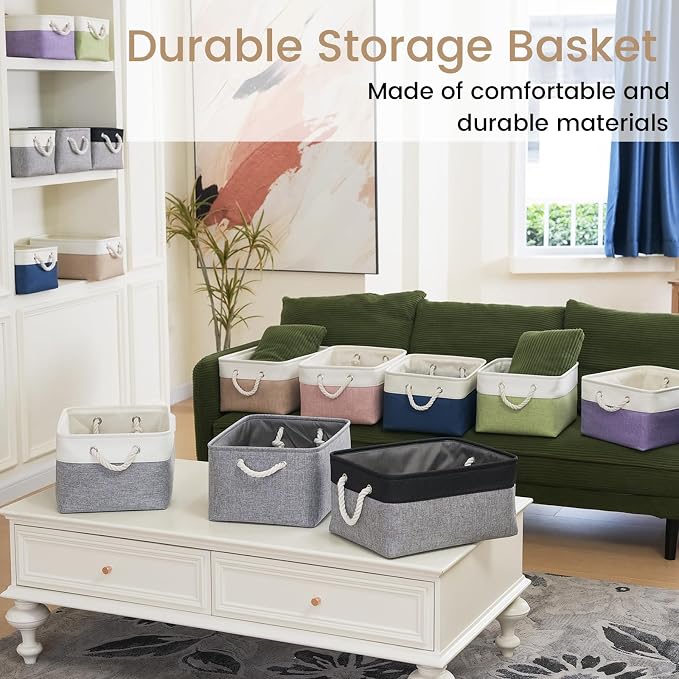 15.7x11.8x8.26 Inch Fabric Large Storage Bins with Handles 3 Pack | Foldable, Sturdy Metal Strand, Cardboard Support Molding, Fabric Storage Baskets for Shelves, Closet, Bedroom, Gray