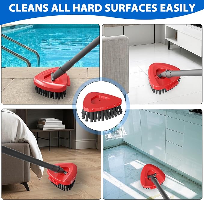 Spin Mop Replacement Scrub Brush Heads for O-Cedar RinseClean 2-Tank | Dual Bristles,Soft Inner for foam & Stiff Outer for Stubborn Stains,20°Angled for Corners,Deep Cleaning,Reusable & Durable