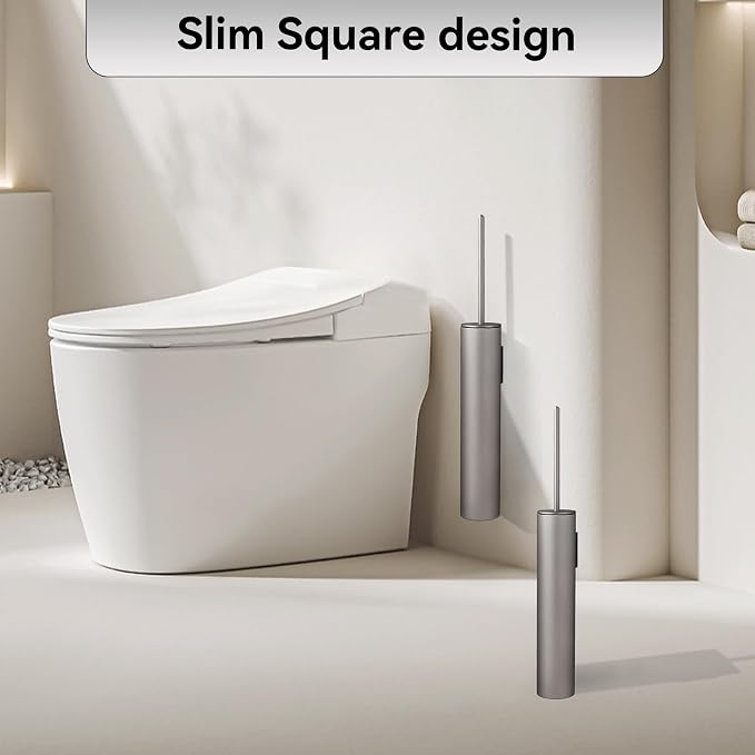 Wall Mounted Brushed Nickel Toilet Brush with Holder,Durable Cleaning Toilet Bowl Brushes with Holders
