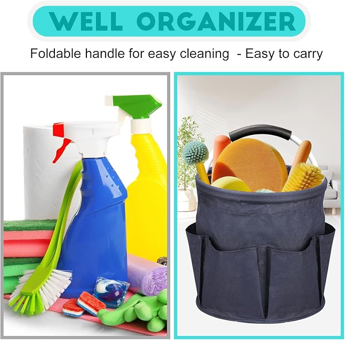 17L Cleaning Caddy for Cleaning Supplies with Handle,Cleaning Supplies Organizer Bucket for Home Garden