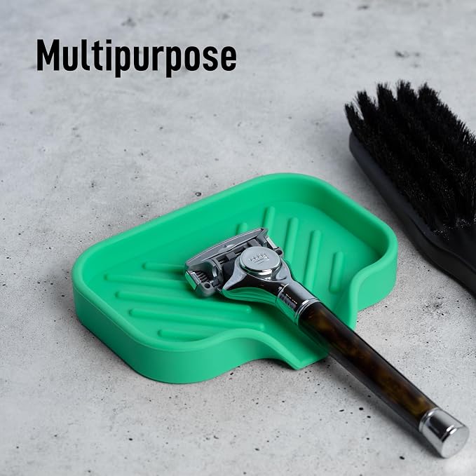 Zulay Kitchen Small Silicone Sponge Holder (4.9x3.3”) – Space-Saving Sink Organizer Tray for Sponge, Soap, Brush & More – Compact Non-Slip Dish for Kitchen & Bathroom (Carnival Glass)