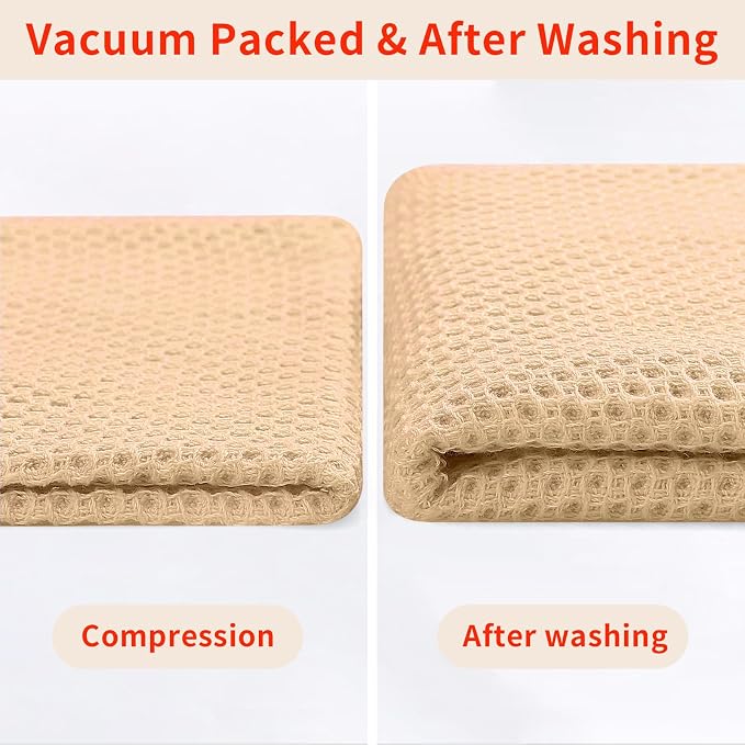 Homaxy 100% Cotton Waffle Weave Kitchen Dish Cloths 12-Pack, Apricot | 12 x 12 Inches, Ultra Soft Absorbent Dish Towels, Quick Drying Dish Rags with Hanging Loop