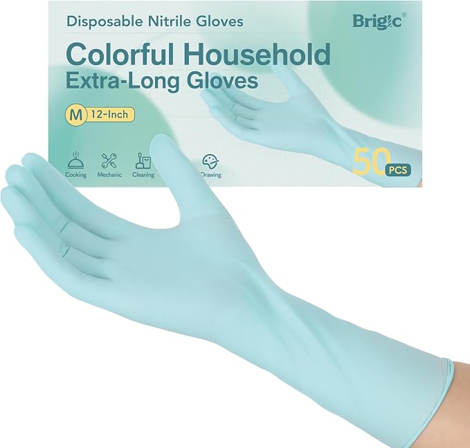 12 Inch Long Cuff Nitrile Gloves, Disposable Gloves | Extended Coverage • Textured Grip • Tear Resistant Protection