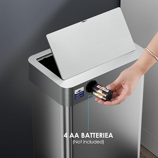 TLSUNNY 16 Gallon Motion Sensor Trash Can,Touchless Automatic Garbage Can | Brushed Stainless Steel Smart Bin, with Bag Holder,Soft Close Lid,for Kitchen,Office,RV,Bedroom,Living Room (Silver, 60L)