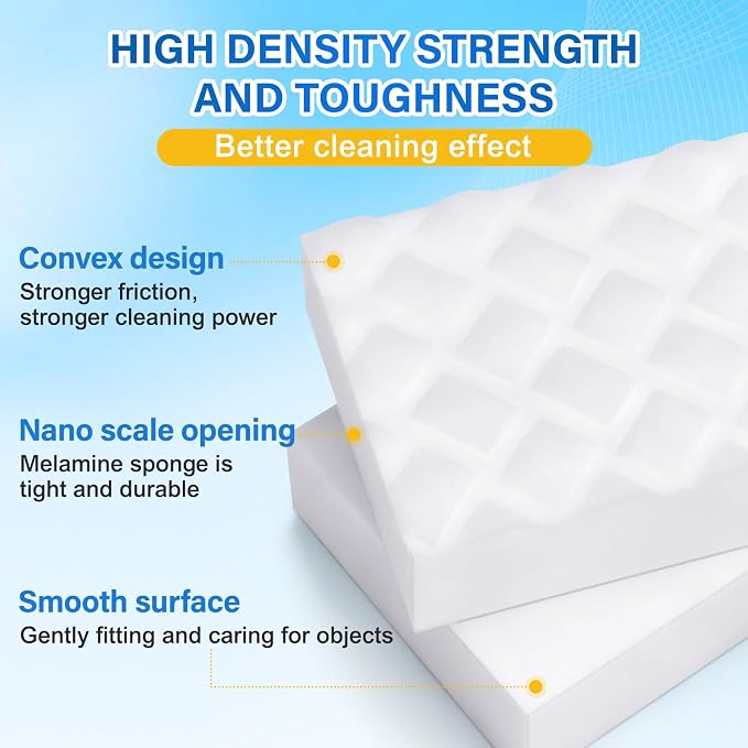 Magic Sponges Cleaning Eraser,180 Pack 2X Density Stronger Melamine Sponge | Foam Pads, Multi-Functional Household Cleaner Dish Sponge, Cleaning Supplies for Kitchen, Bathroom, Floor, Sink,Wall Cleaner