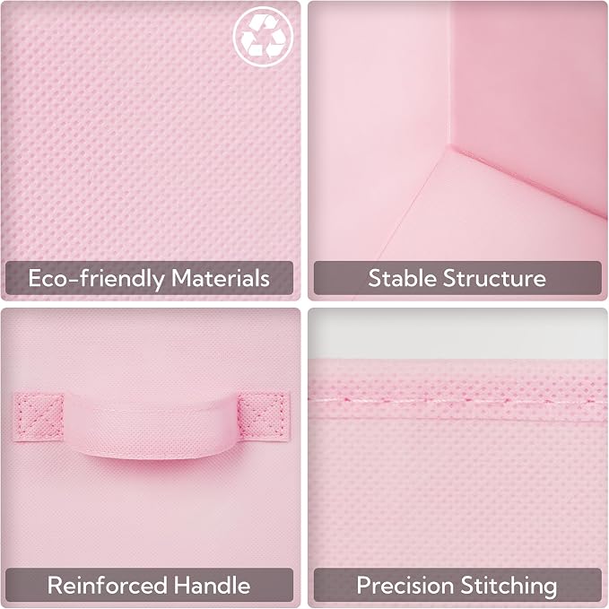GRANNY SAYS 13x13 Cube Storage, Pink Storage Cube Organizer Bins, 6-Pack | Collapsible Storage Boxes with Thickened Base Plate, Sturdy Handles, Decorative Baskets for Shelves, Closet
