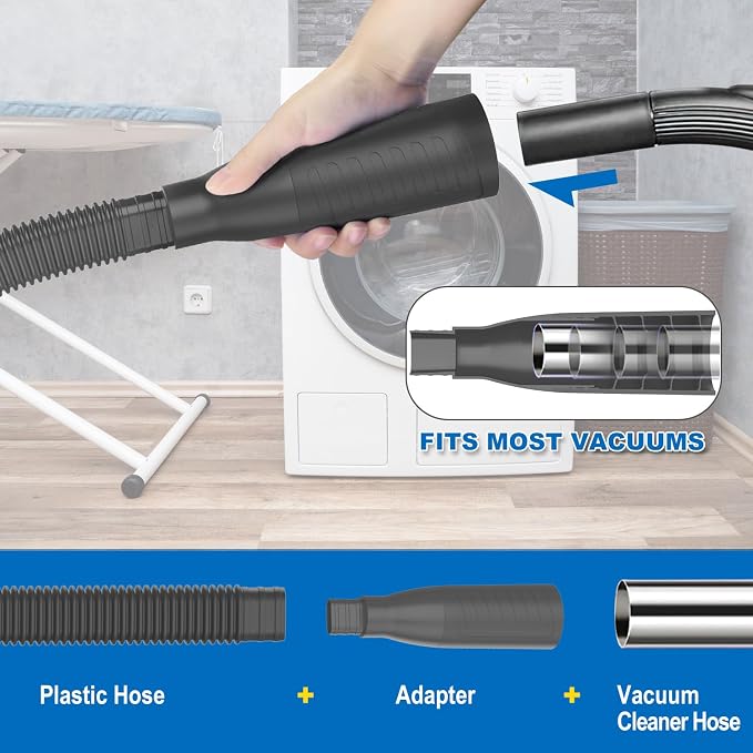 PetOde Dryer Vent Cleaner Kit – Dryer Vent Vacuum Hose Attachment Black | Dryer Vent Cleaning Hose Reach Deep Inside Vents - Remove Hidden Lint, Speed Drying & Reduce Fire Risk