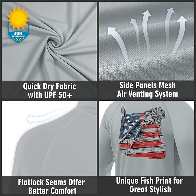 Palmyth Men's Fishing Hoodie UPF 50+ Long Sleeve with Face Mask Neck Gaiter | Zipper Pocket, Thumb Loops, Quick-Dry, Side Mesh Panels, Lens Cleaning Cloth