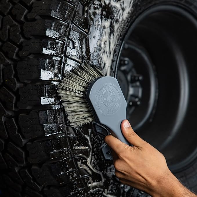 Chemical Guys, Wheel Works Medium Duty Wheel & Body Detailing Brush, Gray | Soft, scratch-free bristles clean wheels, bodywork, bumpers and tight areas, with a long comfortable handle