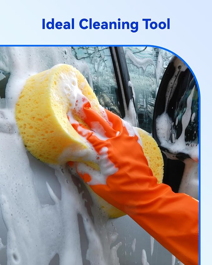 Temede Large Car Wash Sponges, Extra Thick Foam Sponges, 5-Pack | 9.1" x 4.3" x 2.4", Extra Thick, Multi-Purpose Cleaning, Kitchen, Bathroom, Household