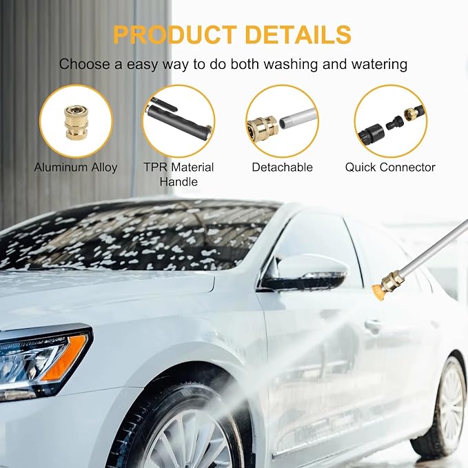 7-1 Jet Nozzle High Pressure Hose Nozzle for Patio, Car | High Pressure Power Washer Wand, Versatile Cleaning Tool, For Gutter, Patio, Car Wash, Gardening