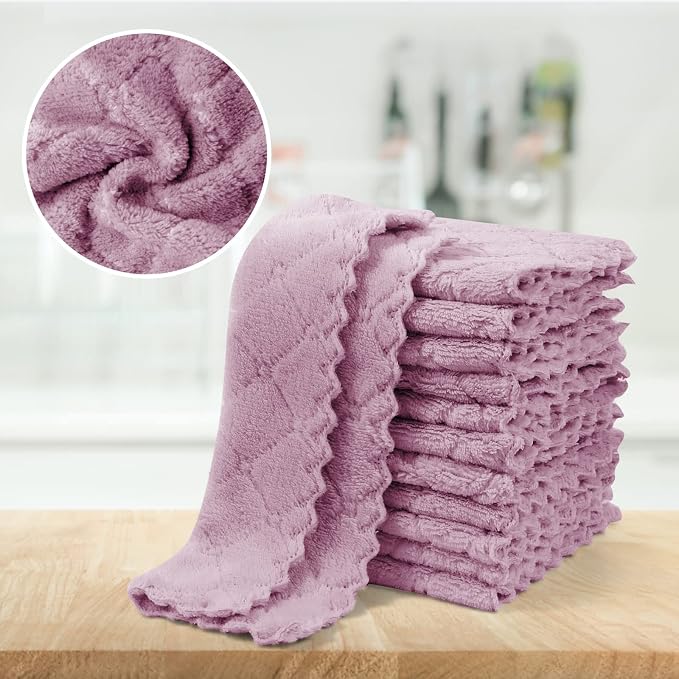UMANI 12 Pack Microfiber Cleaning Cloths Reusable Textured Cleaning Rags | 10 x 6 Inch, Soft Absorbent Quick-Dry Cloths for Kitchen, Bathroom, Countertop and Household Cleaning