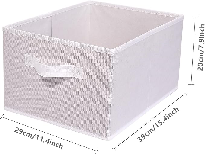 Clothings Collapsible Storage Bins, Foldable Organizers and Storage Baskets Cube Storage Bin for Bedroom Living Room (4 Pack) (White, 15.4x11.4x7.9inch)