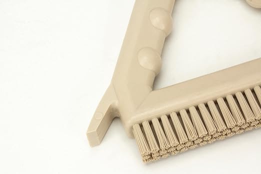 SPARTA Plastic Commercial Grout Brush, Triangle-Shaped Scrub Brush with Scraper and Two Threaded Holes for Attaching Handle (Sold Separately), 9 x 7 x 7 Inches, Tan, (Pack of 4)