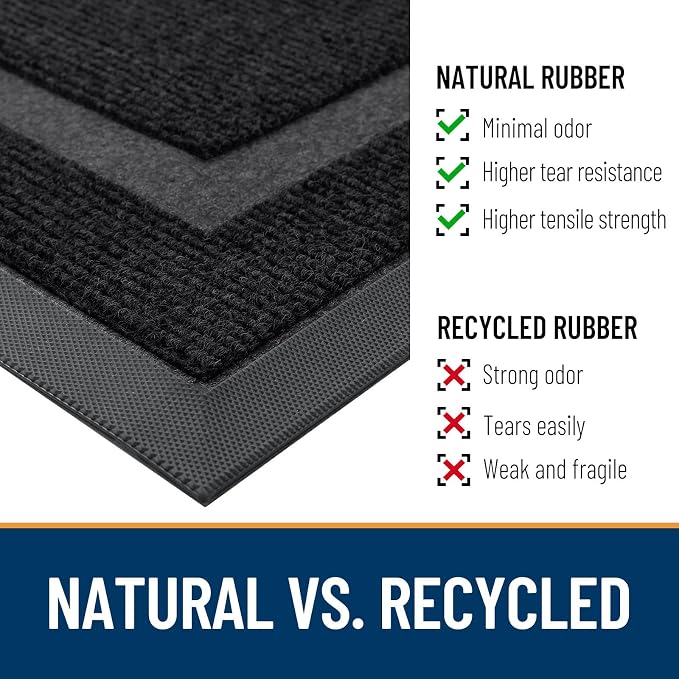 OLANLY Front Door Mat Outside 59x20, All-Season Heavy-Duty Rubber Doormat | Black, Absorbent, Stain and Fade Resistant, Waterproof Non-Slip Backing, Low-Profile Indoor Outdoor Floor Mat for Entryway