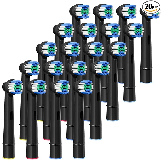 GENKENT 20 Replacement Heads, Toothbrush Heads Compatible with Oral B, Black