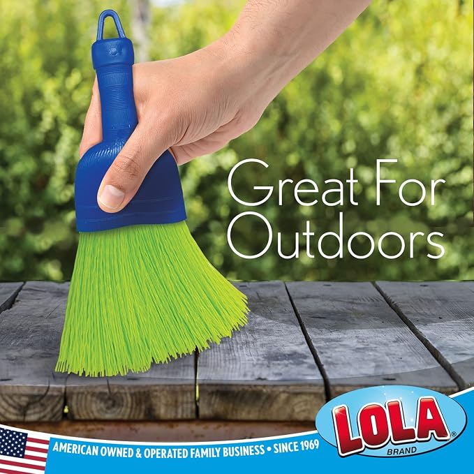 LOLA Whisk Broom, Hand Brush, 2 Pack, Durable Bristles, Whisks Away Dirt & Debris, Compact, Hang Hole for Easy Storage, Indoor/Outdoor