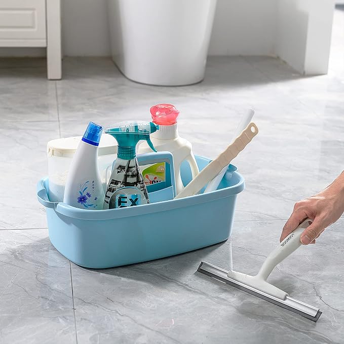 Goderewild 2 Pack Multi-Purpose Plastic Cleaning Caddy with Handle, Shower Caddy Organizer/Storage Basket/Totes Portable for Bathroom Supplies, Cleaning Products, Under Sink Tool, Housekeepers(White2)
