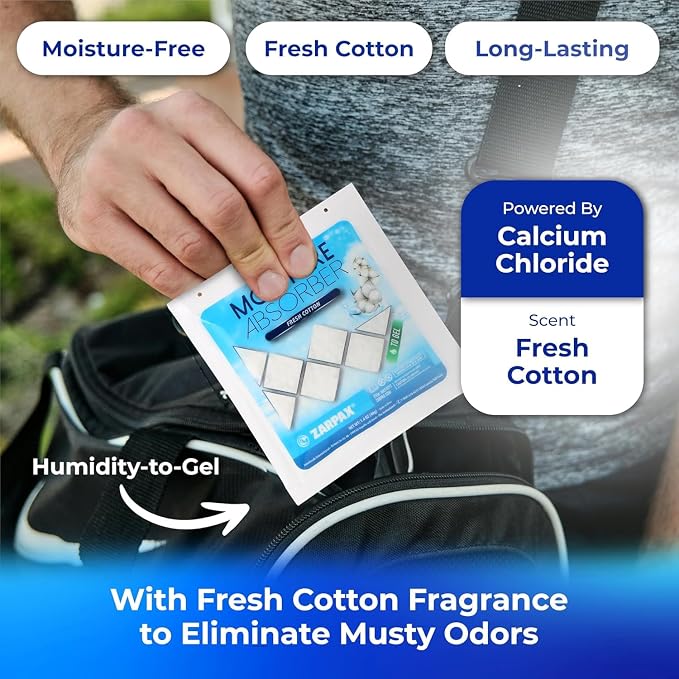 Moisture Absorber Sachets Fresh Cotton 1.4 oz/40g - Remove Excess Moisture In Air & Odor - Desiccant Dehumidifier for Closet, Drawer, Safe, Storage - Dampness & Humidity Control - Set of 30