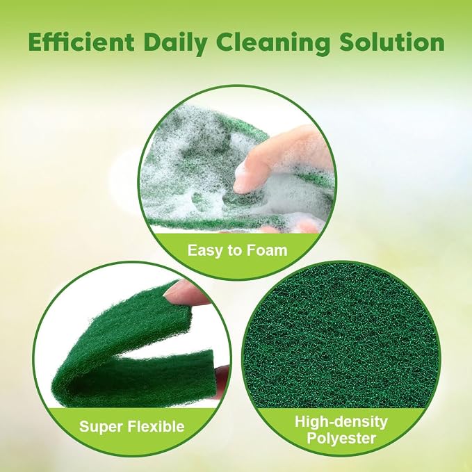 UNIMADE Heavy Duty Scouring Pads, 24Pcs Household Scour Pads | for Kitchen, Garage and Outdoors, Reusable Dish Scrubber Pads for Pan and Metal Grill - Green