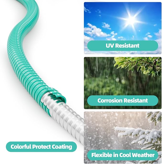 SPECILITE 75ft 304 Stainless Steel Metal Hose (Aqua) with Blue Nozzle | Puncture Resistant, Flexible, Never Kink & Tangle, Heavy Duty Water Pipe for Yard, Outdoor, Lawn