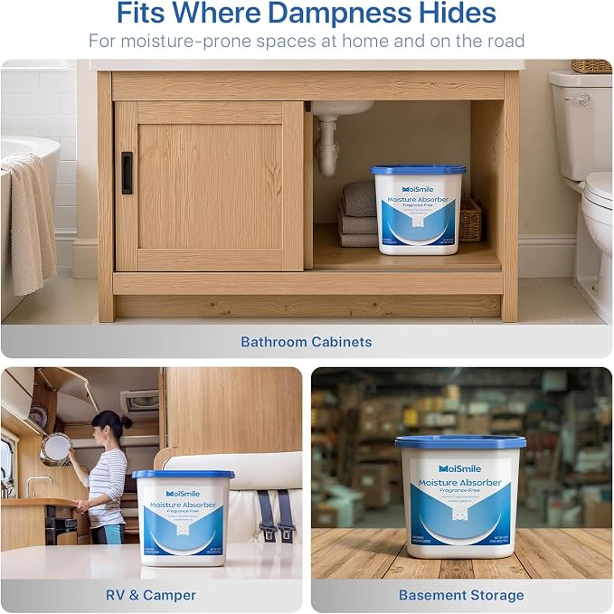 Large Moisture Absorber Buckets, 14 oz Each, Fragrance Free, 3 Pack | 14 oz Net Fill Per Bucket; Visible Water Collection; Up to 90 Days; No Added Fragrance for Bathrooms and Closets