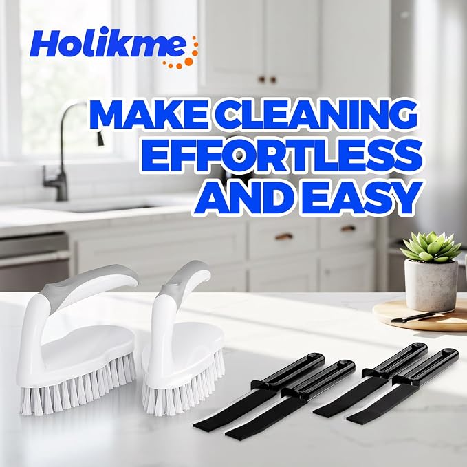 Scrub Brush - 6 Pack, Scrub Brushes for Cleaning, Heavy-Duty Scrub Brush, Stiff Bristles Cleaning Brush, for Kitchen, Bathtub, Floor and Wall Surfaces, Green