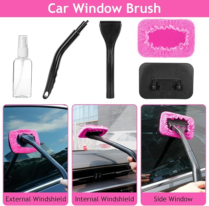 THINKWORK Car Detailing Kit Interior, Windshield Cleaner Tool, Dust Remover | 17PCS Car Cleaning Kit Inside, Car Detailing Brush Set for Windows, Dashboard & Air Vents, Car Cleaning Supplies for Gift