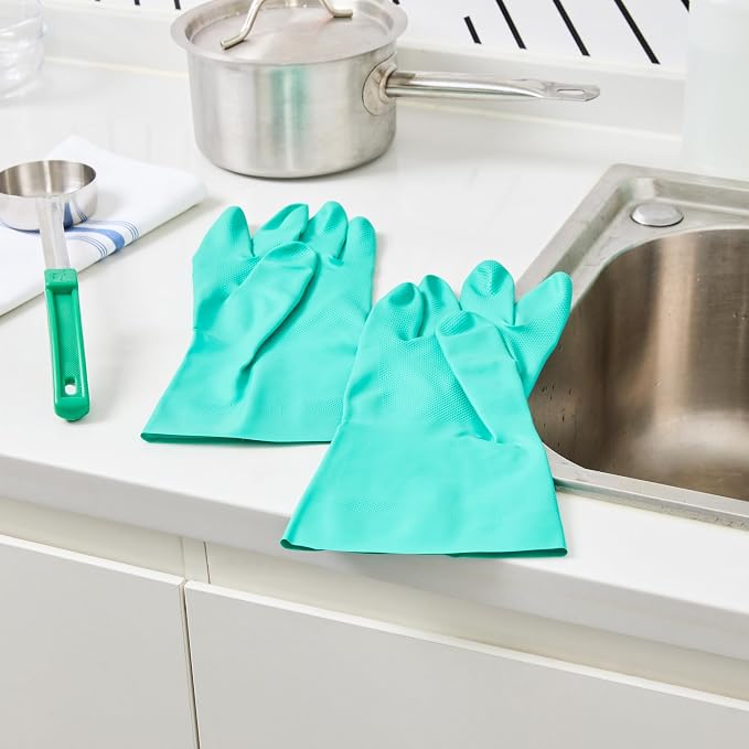 Restaurantware-Clean Tek Professional 15 Mil XXL Cleaning Gloves, 1 Pair Of Long Cuff Gloves - Flock Lining, No-Powder, Green Nitrile Chemical Tolerant Gloves, No-Latex, Heavy-Duty Tasks