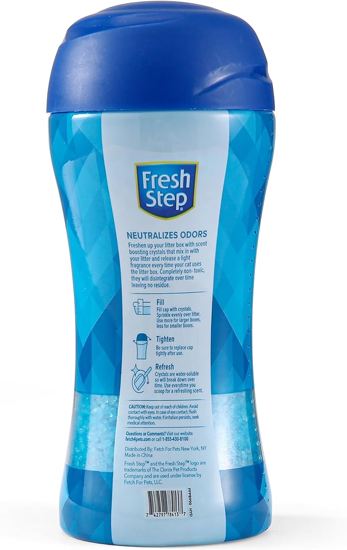 Fresh Step Cat Litter Crystals Deodorizer, Fresh Scent, 15 Oz | Non-toxic crystals neutralize odor at the source in any litter box, keeps home areas smelling fresh