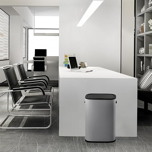 TrailBlaze Grey 50L/13 Gal Automatic Motion Sensor Trash Can with Lid, Dual Trash & Recycling Bin for Kitchen, Office, Bedroom, Bathroom