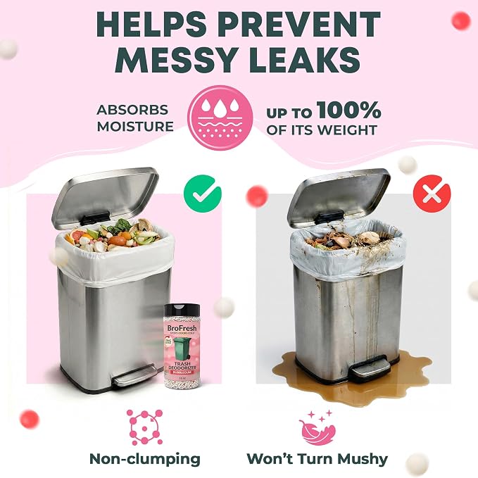 BroFresh Garbage Can Deodorizer, Neutralizes Odor, Absorbs Moisture & Releases Long-Lasting Scent, Safe & Non-Toxic, Trash Can Odor Eliminator (16 oz Single, Bubblegum)