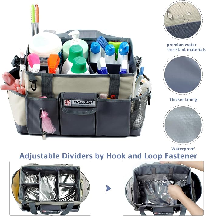 Cleaning Caddy for Cleaning Suppliers Organizer with Pockets for House Cleaning Essentials, Cleaning Organizer, Wearable Cleaing Bag Tote, Storage Caddy for Housekeeping