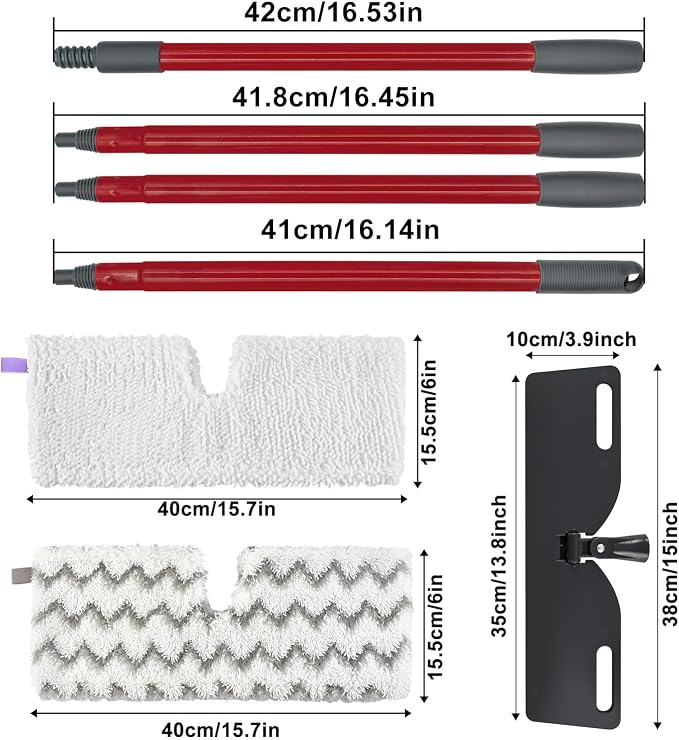 Mops for Floor Cleaning with 58" Long Handle and 4 Microfiber Mop Pads | Dust Mop for Hardwood Floors, 2 Heavy Scrub Mop Pads, 2 Microfiber Pads, 4 Section Adjustable Handle, Double-sided Flat Mop