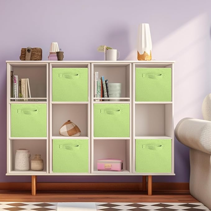 ShellKingdom Storage Bins, Foldable Fabric Storage Cubes And Cloth Storage | Storage Organizer For Closet And Toys, 10.5x10.5x11 INCH, 2 Pack (Green)