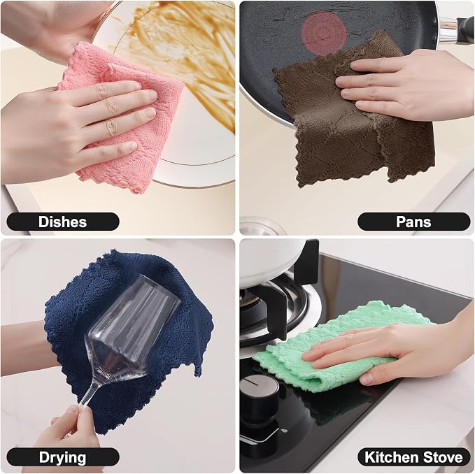 Homaxy Super Soft Absorbent 18 Pack Coral Velvet Dish Cloths, 7" x 9" | Fast Drying, Nonstick Oil, No Lint, Multi-Purpose, Microfiber Cleaning Cloth, Machine wash