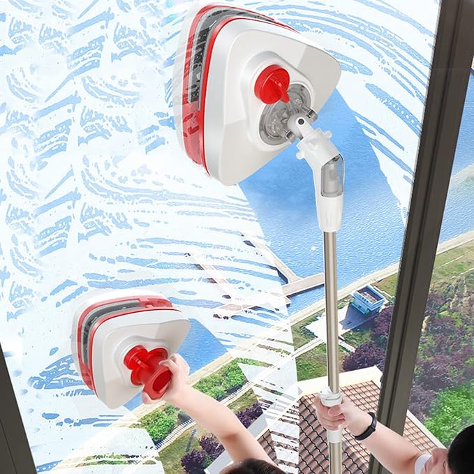 Glass Cleaning Tools, Double-Sided Window Cleaner Glass Wiper Adjustable Magnetic Cleaning Tools with Telescopic Rod,8~35mm