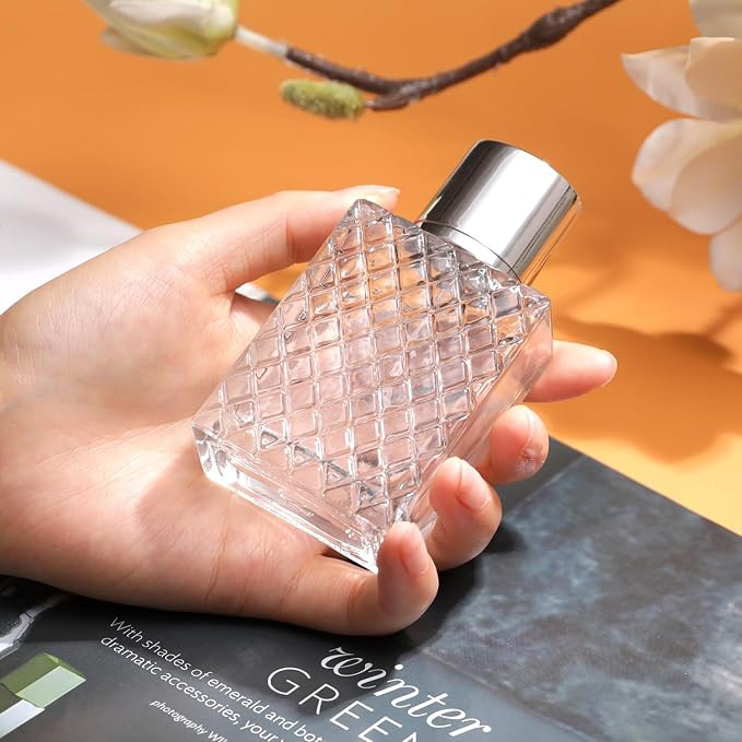 50ml/1.7 Oz Vintage Glass Perfume Spray Bottle Atomizer Empty | Refillable Perfume Cologne Spray Bottle Fine Mist with 3 Kinds of Perfume Dispenser