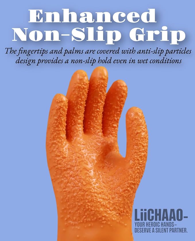 LIICHAAO Sewer&Drain snake Gloves,Abrasion Resistan Non Slip PVC Plumbing Snake Gloves-plumbing tools for professional,24-inch long protective arm