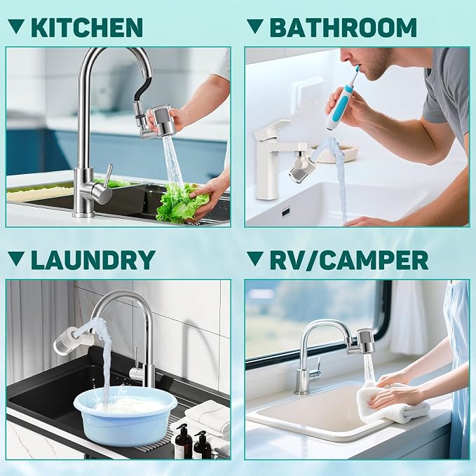CECEFIN Sink Faucet Water Filters for Bathroom Kitchen, 99% Reduce Chlorine | NSF/ANSI/CAN 372 Standard,720 Swivel Faucet Mount Water Filtration System, 2-Mode Spray, Lasts 528 Gallons Tap Water Purifier