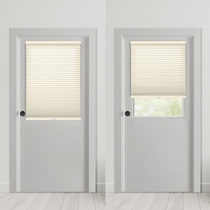 DEZ FURNISHINGS Cordless No Tools No Drill 1.5" Magnet Light Filtering Shades for Metal Doors, 25" W x 42" H, Anchor Gray